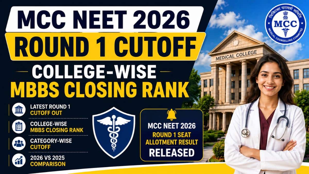 MCC NEET 2026 Round 1 Cutoff (Available): College-Wise MBBS Closing Rank